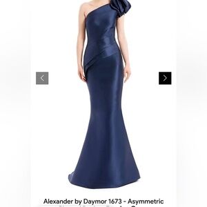 NWT Alexander by Daymor 1673 Navy Formal Mother of Bride Groom Sz 16 One Shoulde